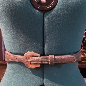 Justin brand vintage grey leather hardware unique waist belt